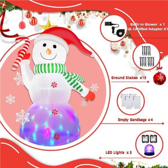 B&D 12FT Giant Christmas Inflatables Snowman Outdoor Decor, Christmas Blow Up